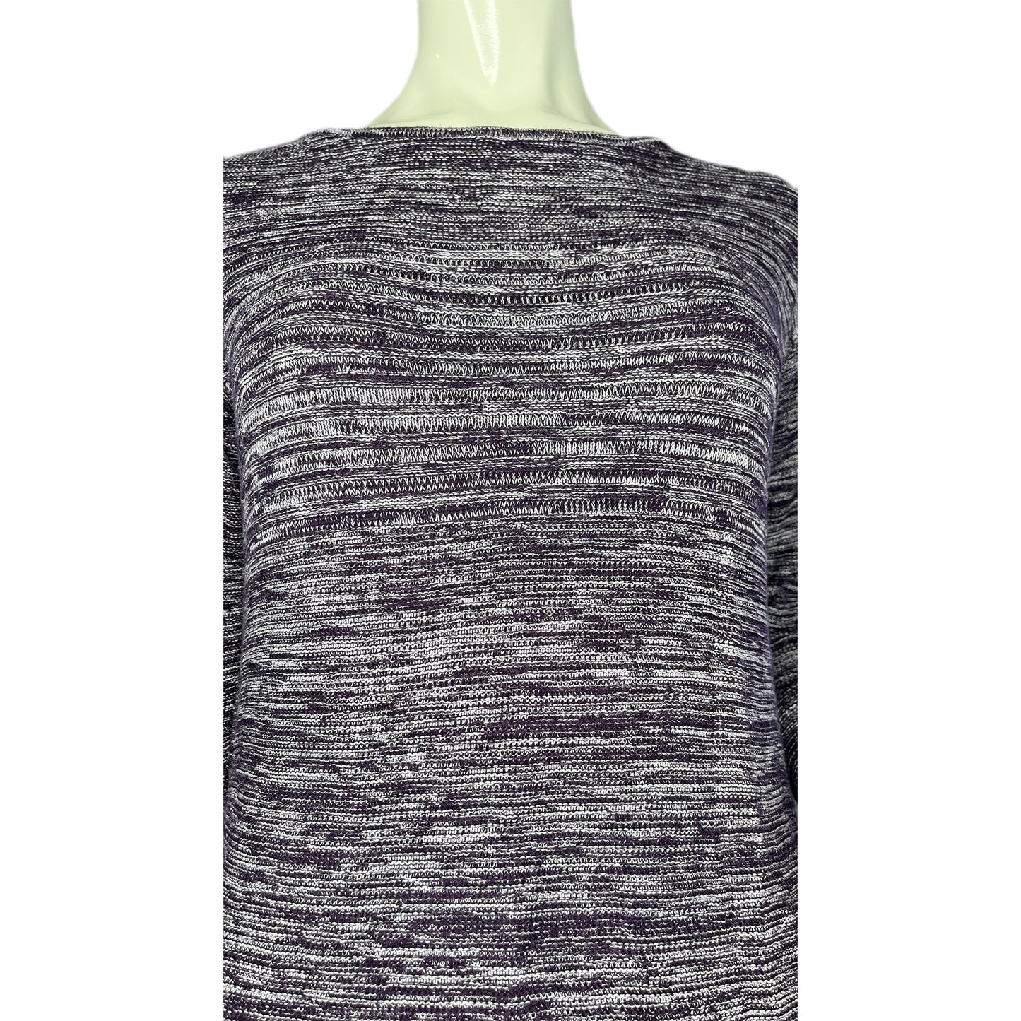 Ellen Tracy Top Long Sleeves Knit Purple, White Size M SKU 000256-8