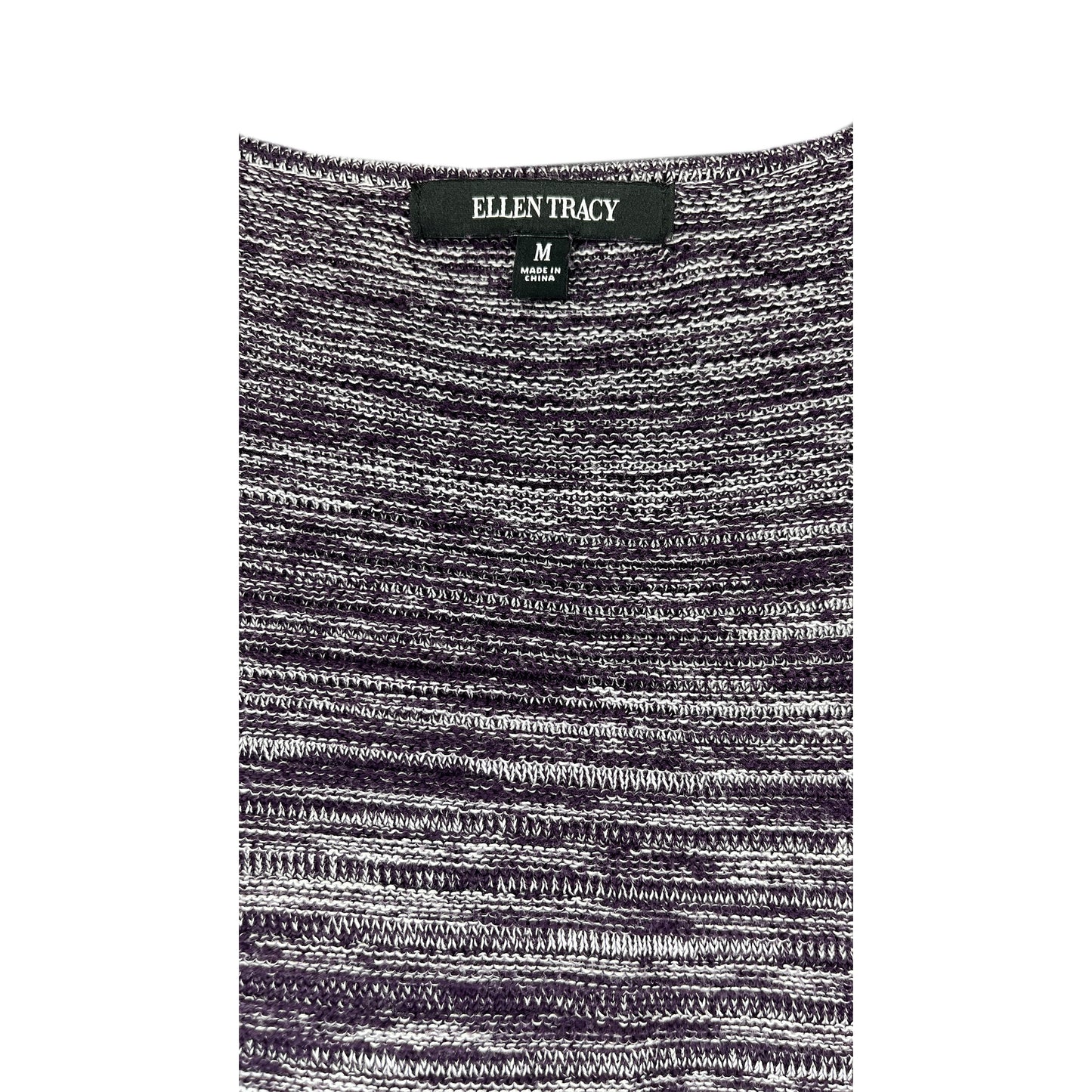 Ellen Tracy Top Long Sleeves Knit Purple, White Size M SKU 000256-8