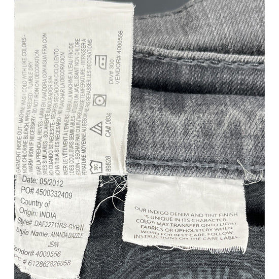 Gloria Vanderbilt Crop Denim Jeans w Rhinestone Pockets Gray Size 10 SKU 000021-4