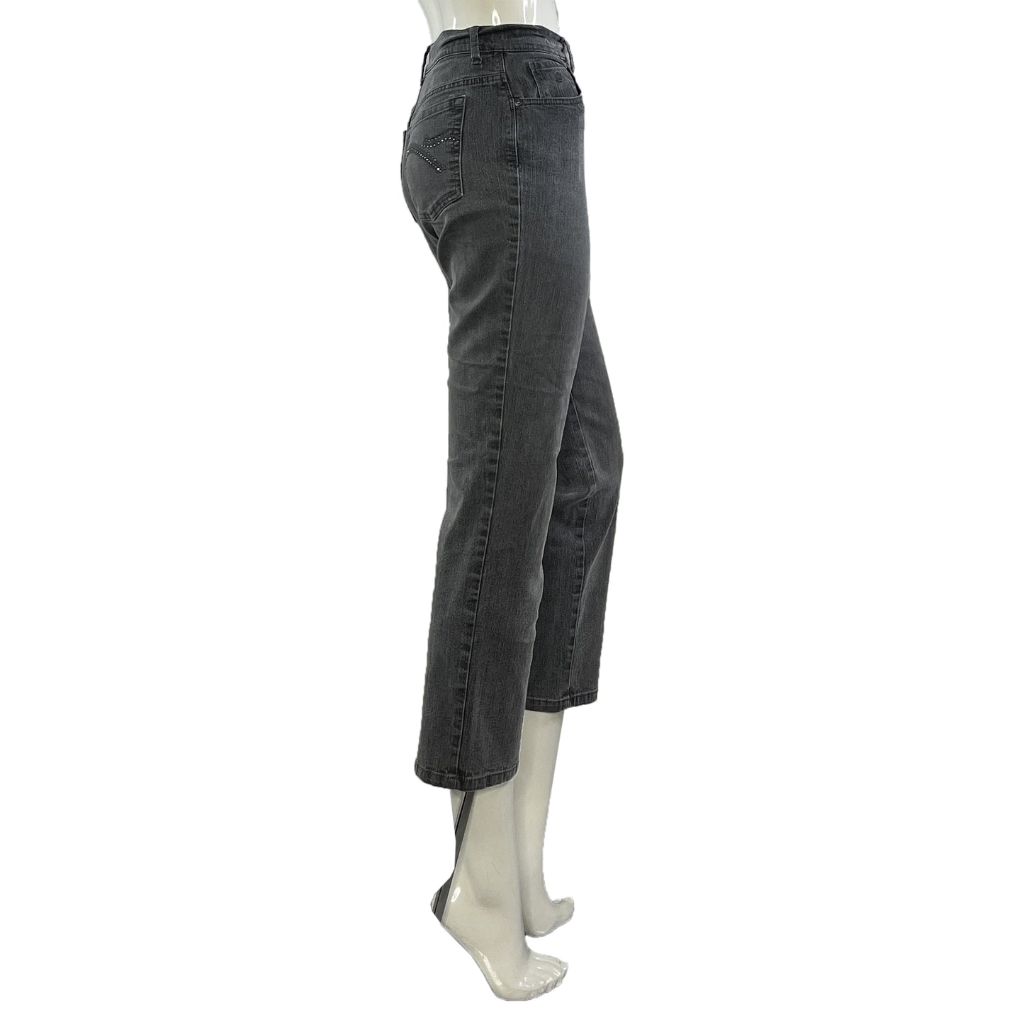 Gloria Vanderbilt Crop Denim Jeans w Rhinestone Pockets Gray Size 10 SKU 000021-4
