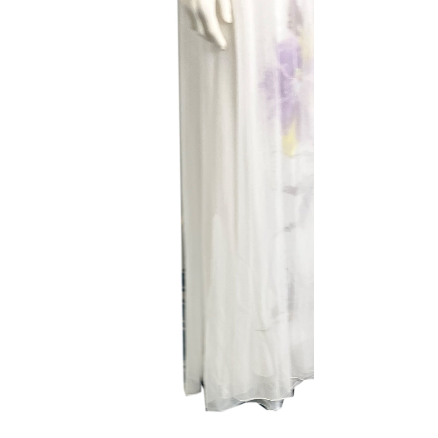 Gown One-Shoulder Mesh Floral White Size 6 SKU 000351-4