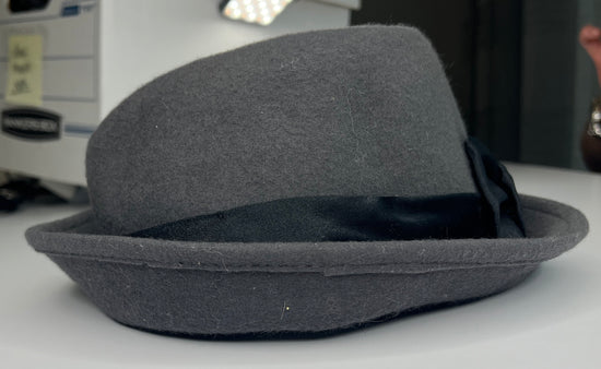 Hat Cloche/ Fedora w Floral Detail Gray & Black One Size SKU 000427