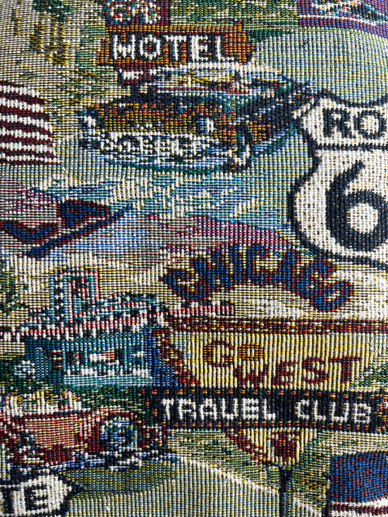 Canvas Bag/ Purse Route 66 Theme Black Trim Multi SKU 000432