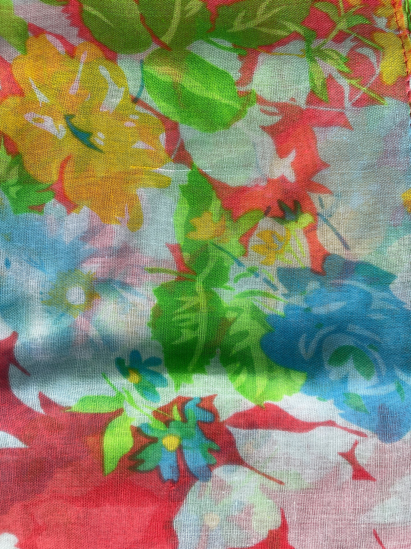 Scarf Floral Sheer Pink, Green, Light Blue SKU 000436