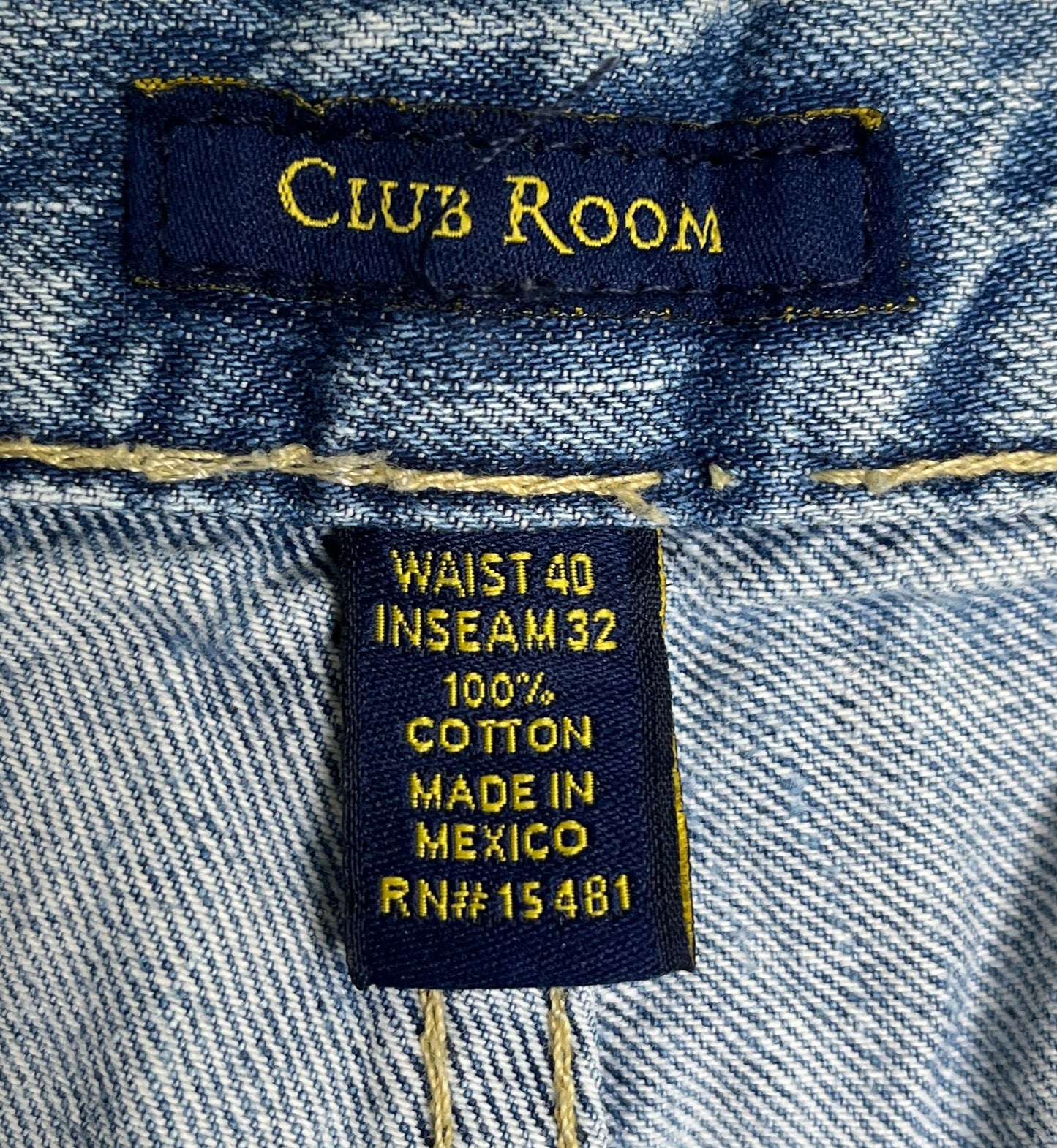 Club Room MEN'S Denim Jeans Light Blue Size 40x32 SKU 000446