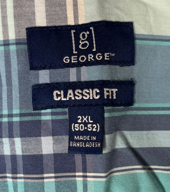 George MEN'S Shirt Blue & White Size 4XL SKU 000447