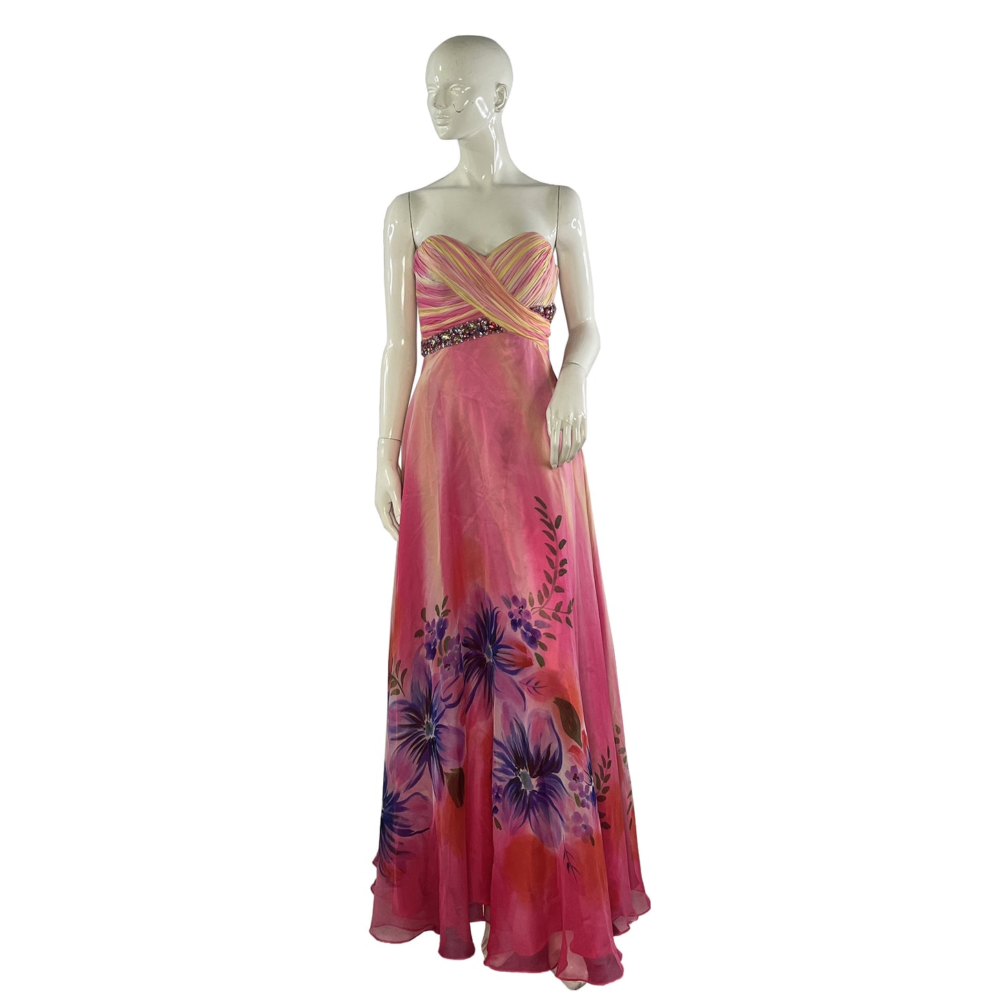 Iris Gown Strapless Embellished Floral Pink, Yellow, Purple Size 6 SKU 000369-5