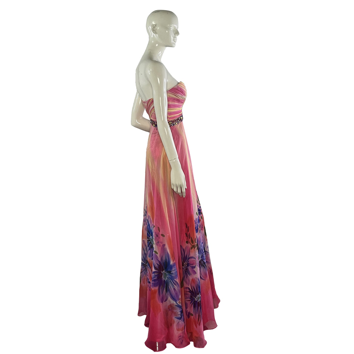 Iris Gown Strapless Embellished Floral Pink, Yellow, Purple Size 6 SKU 000369-5
