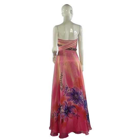 Iris Gown Strapless Embellished Floral Pink, Yellow, Purple Size 6 SKU 000369-5
