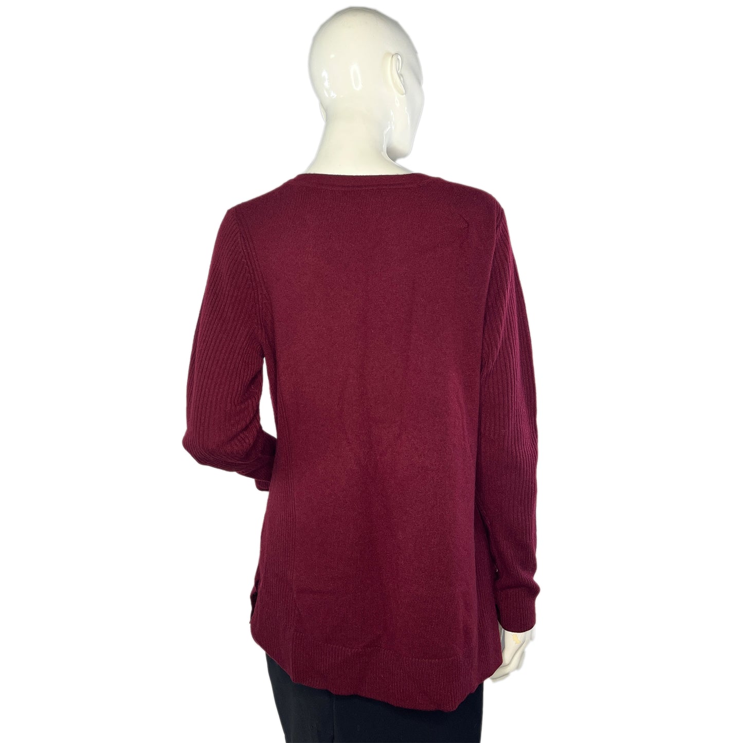 Isaac Mizrahi Sweater Long Sleeves Ribbed V-Neck Maroon Size M SKU 000137-1