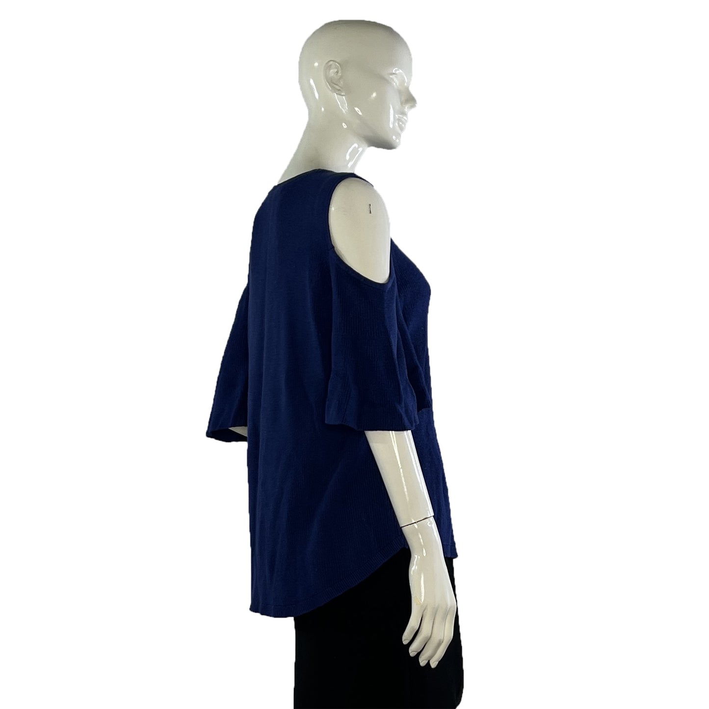 Isaac Mizrahi Top Short Sleeve Open-Shoulder Detail Blue Size M SKU 000412