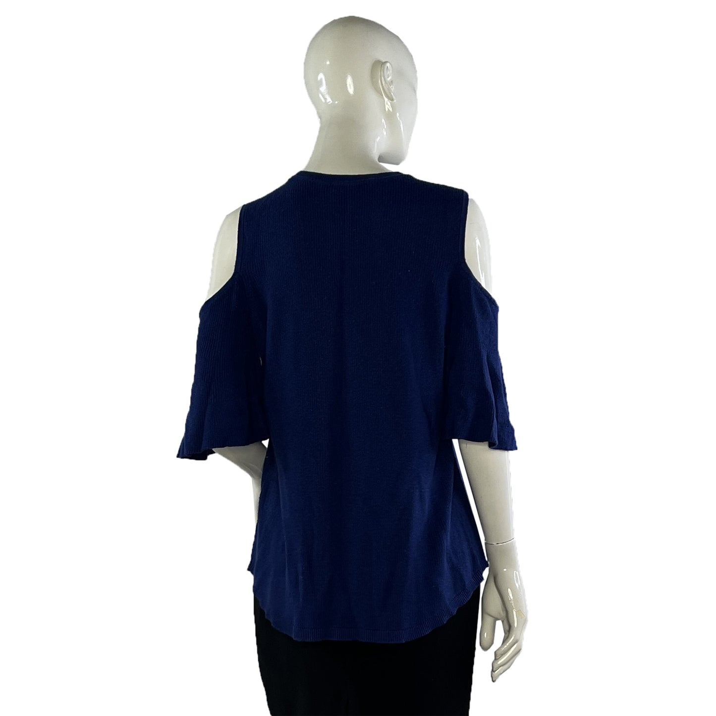 Isaac Mizrahi Top Short Sleeve Open-Shoulder Detail Blue Size M SKU 000412