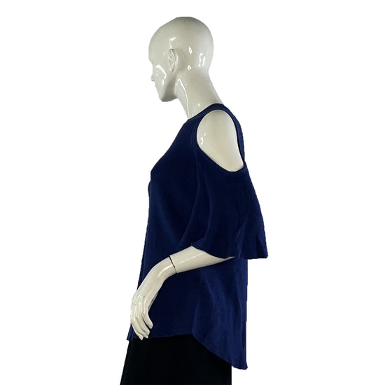 Isaac Mizrahi Top Short Sleeve Open-Shoulder Detail Blue Size M SKU 000412