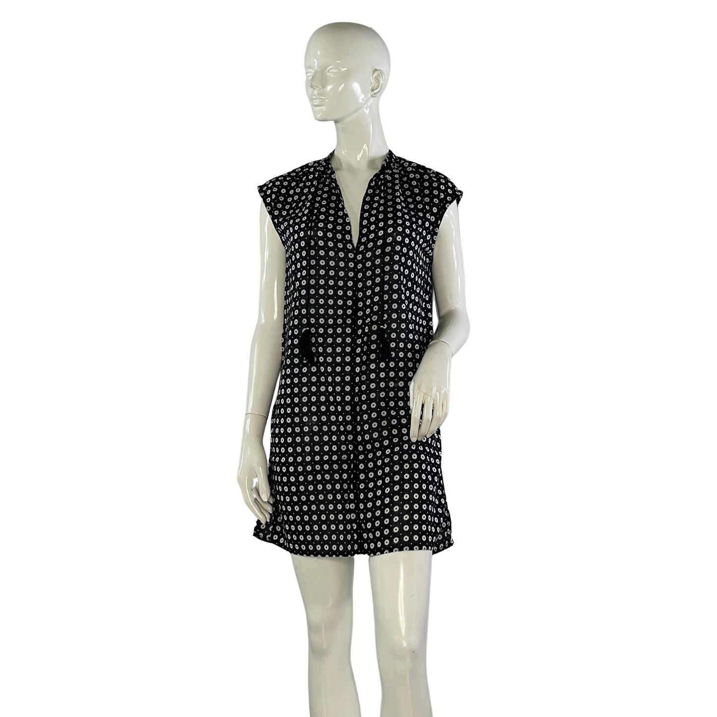 J. Crew Dress Above-Knee Tassels Geometric Pattern Black, White Size X – Designers On A Dime