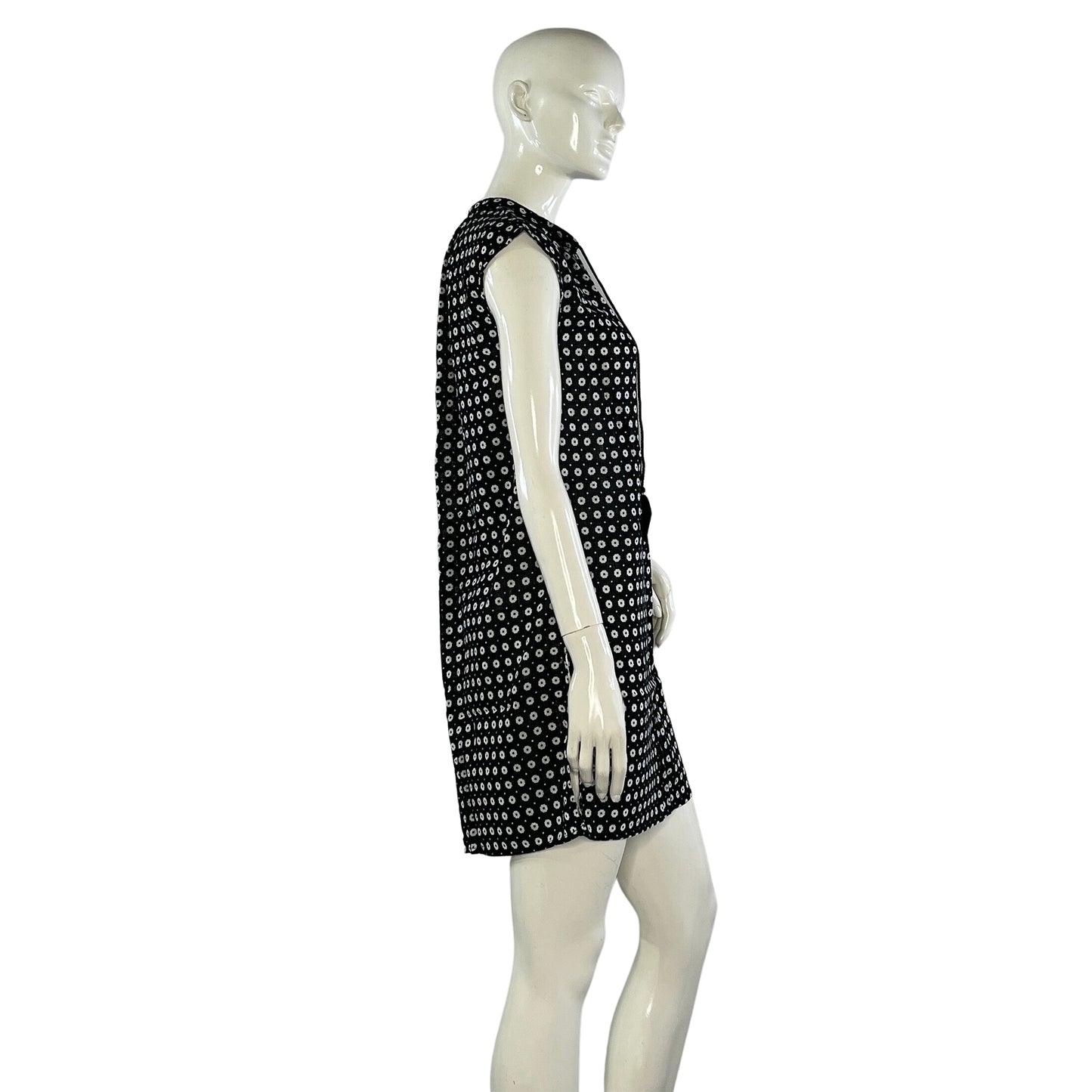 J. Crew Dress Above-Knee Tassels Geometric Pattern Black, White Size XS SKU 000075-2