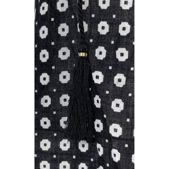 J. Crew Dress Above-Knee Tassels Geometric Pattern Black, White Size XS SKU 000075-2