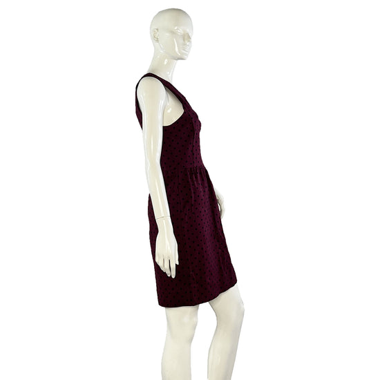 J. Crew Dress Sleeveless Above-Knee Polka Dot Maroon, Black Size M SKU 000076-2