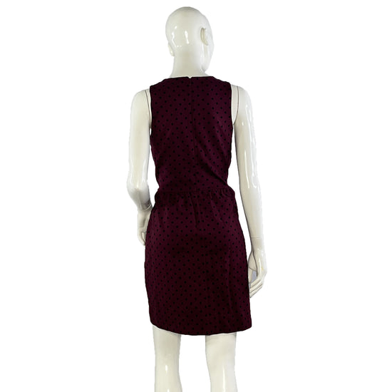 J. Crew Dress Sleeveless Above-Knee Polka Dot Maroon, Black Size M SKU 000076-2