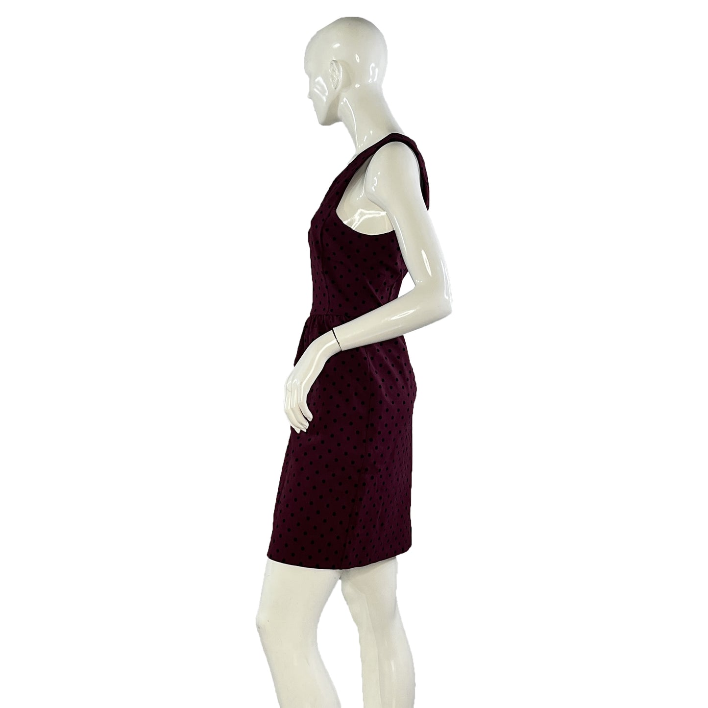 J. Crew Dress Sleeveless Above-Knee Polka Dot Maroon, Black Size M SKU 000076-2