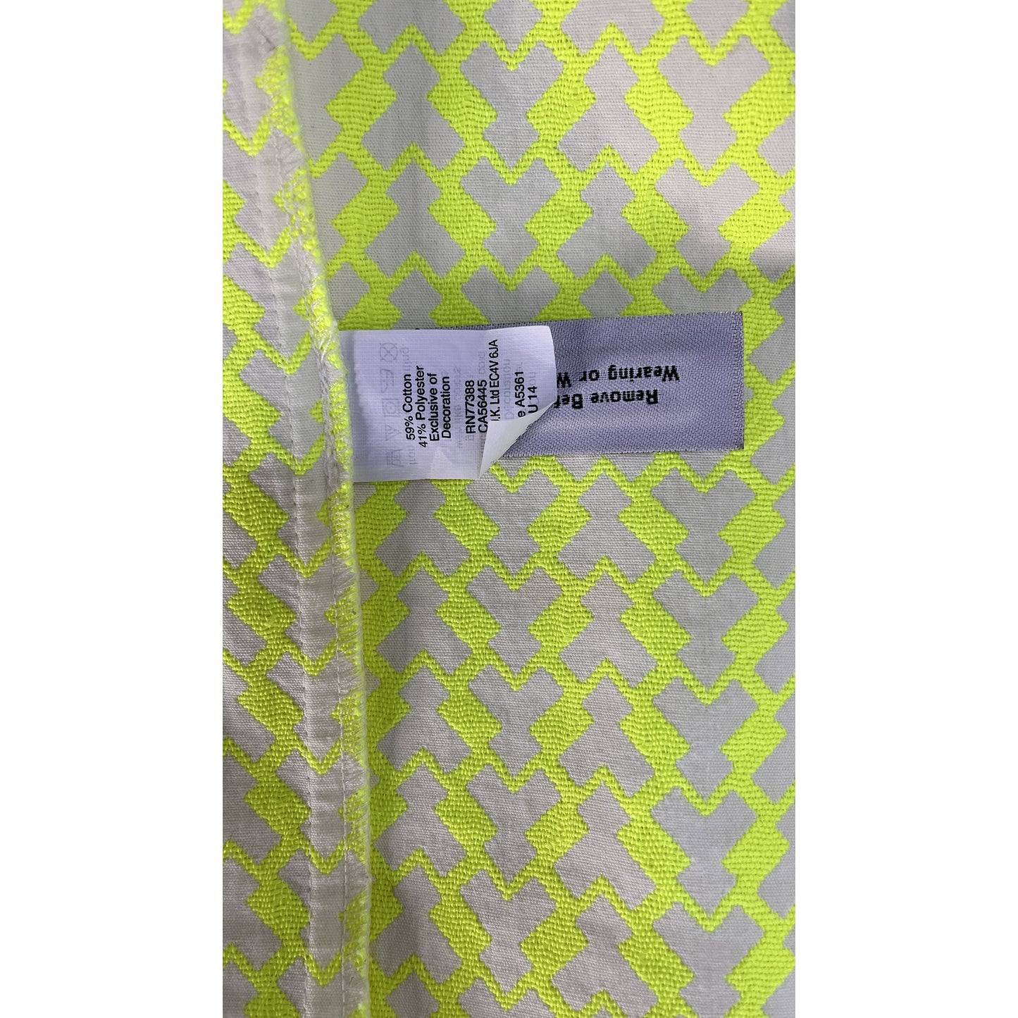 J. Crew Dress Tunic Above-Knee Geometric Pattern Neon Yellow, Blue Size 4 SKU 000076-4