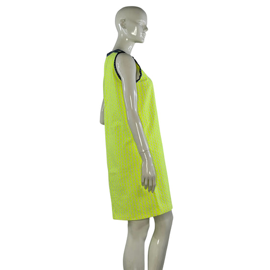 J. Crew Dress Tunic Above-Knee Geometric Pattern Neon Yellow, Blue Size 4 SKU 000076-4