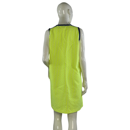 J. Crew Dress Tunic Above-Knee Geometric Pattern Neon Yellow, Blue Size 4 SKU 000076-4