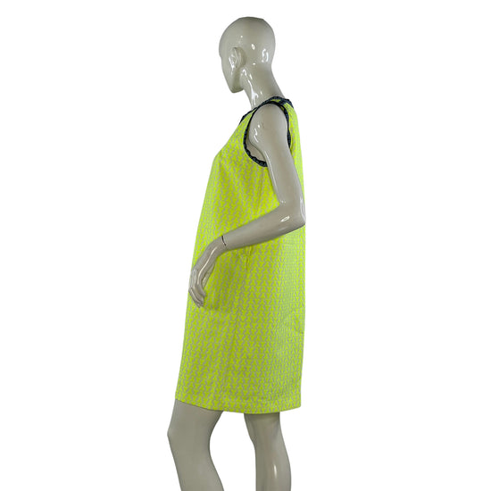J. Crew Dress Tunic Above-Knee Geometric Pattern Neon Yellow, Blue Size 4 SKU 000076-4