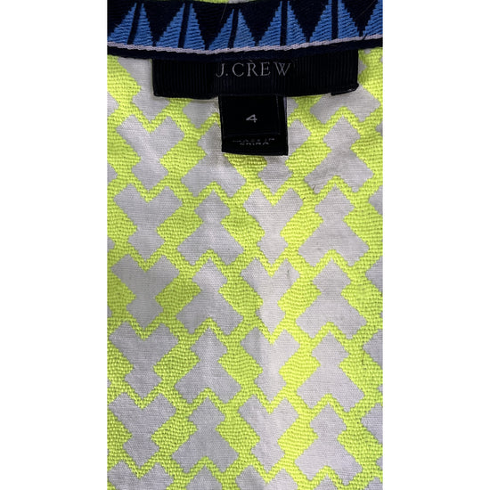 J. Crew Dress Tunic Above-Knee Geometric Pattern Neon Yellow, Blue Size 4 SKU 000076-4