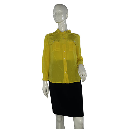 J. Crew Top Long Sleeves Collared Button Down Bright Yellow Size 6 SKU 000229-2
