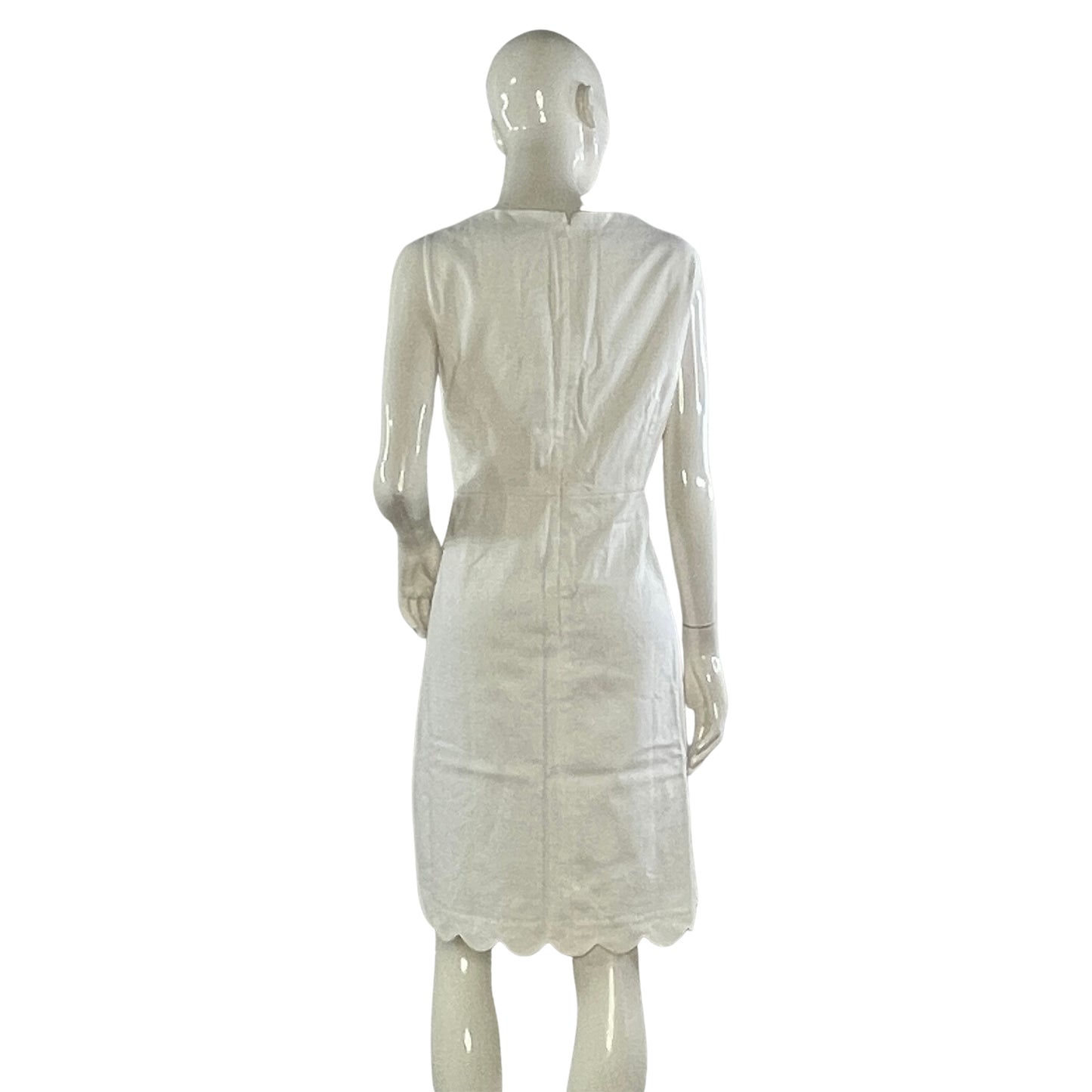 J Crew Dress Sleeveless Above-Knee Scallop Detail White Size 20 SKU 000414