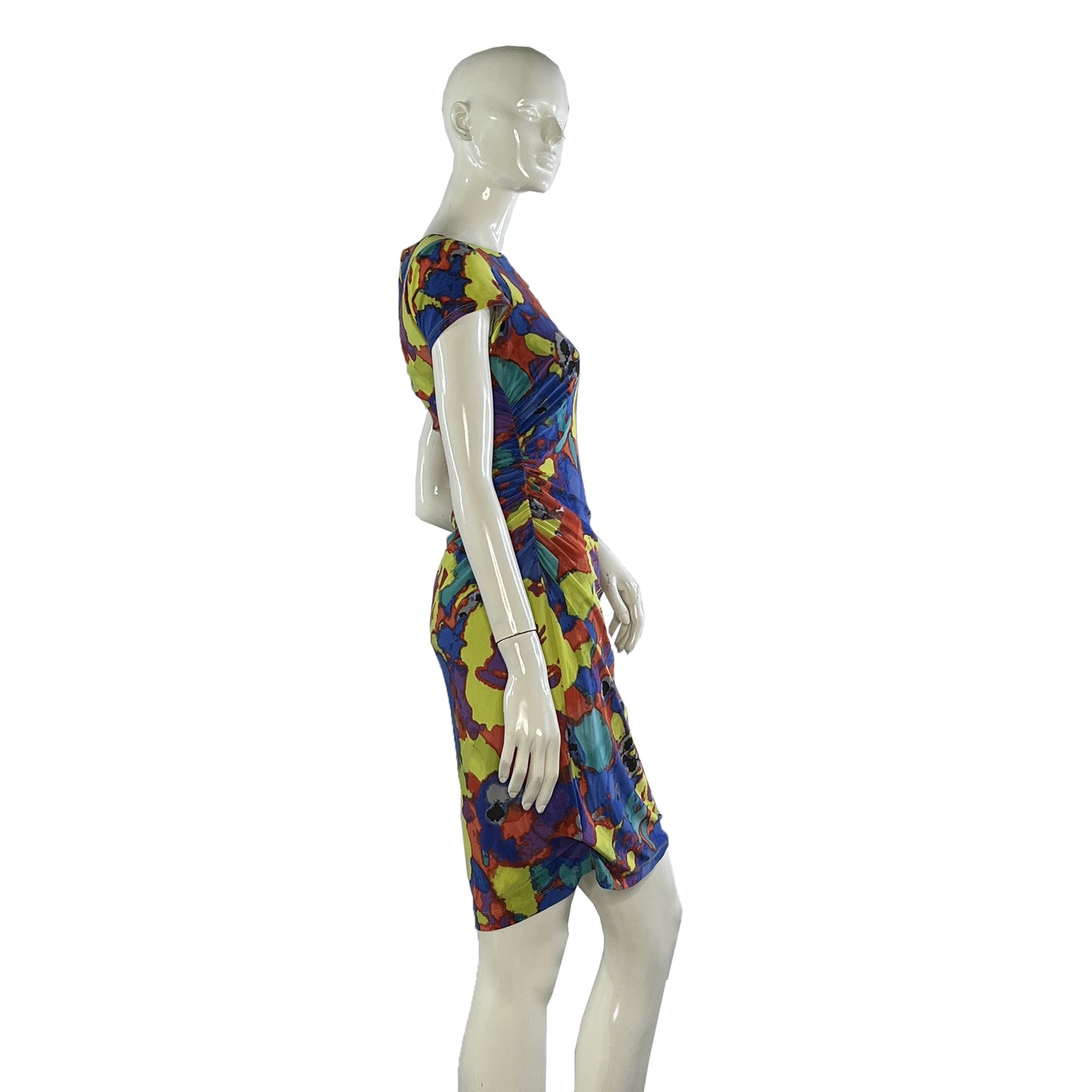 Jones NY Dress  Abstract Pattern Red, Blue, Yellow, Teal Sz 4 SKU 000414