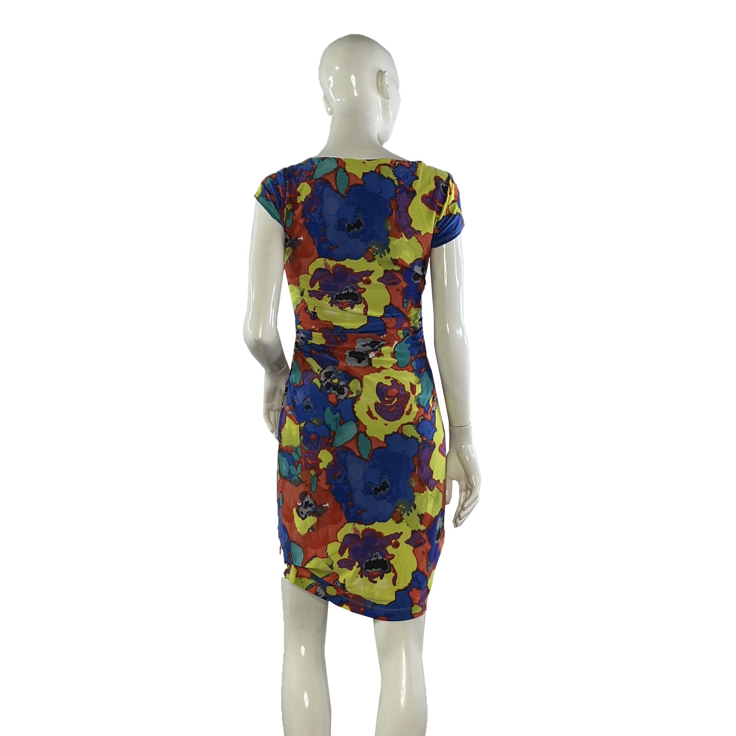 Jones NY Dress  Abstract Pattern Red, Blue, Yellow, Teal Sz 4 SKU 000414