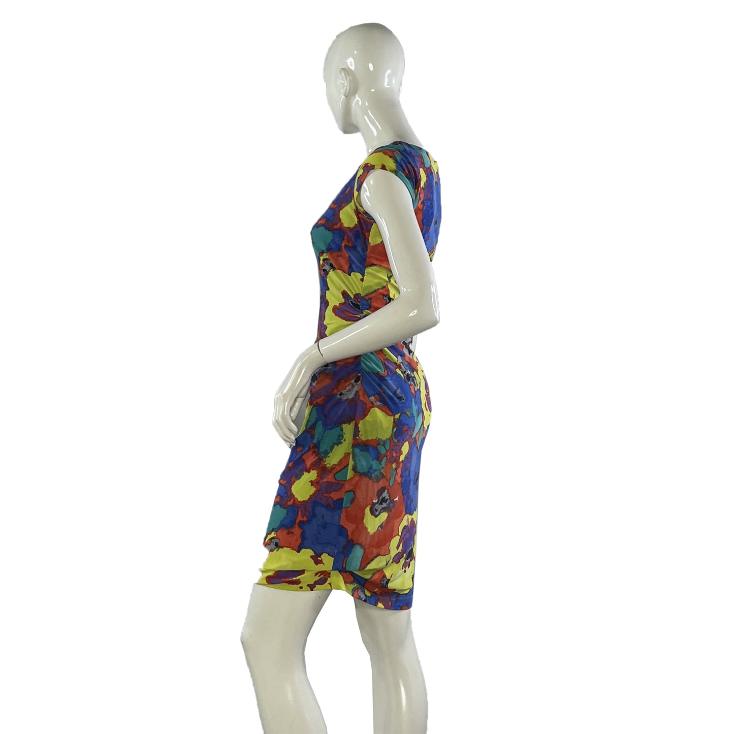 Jones NY Dress  Abstract Pattern Red, Blue, Yellow, Teal Sz 4 SKU 000414