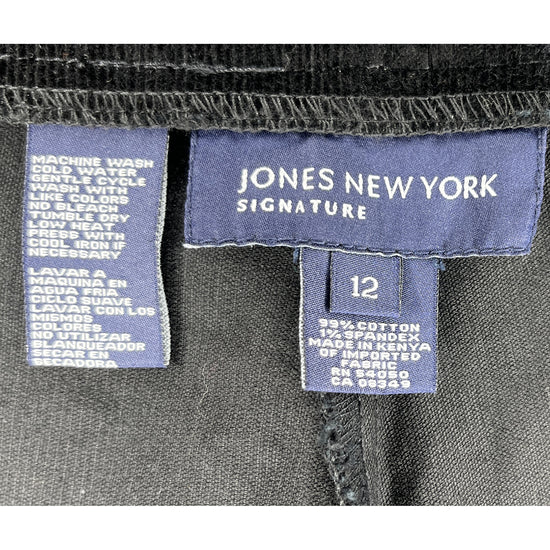 Jones New York Pants Corduroy Flare Black Size 12 SKU 000415