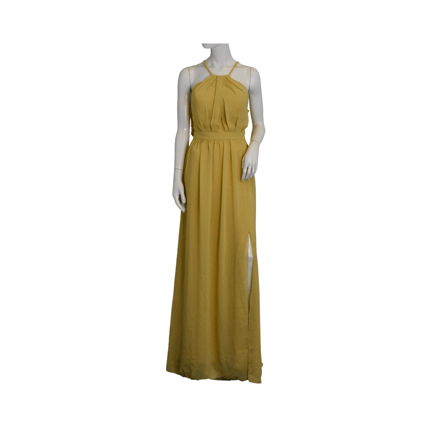 Kanalik Gown Halter-Neck Slit-Leg Yellow Size 10 SKU 000340-1