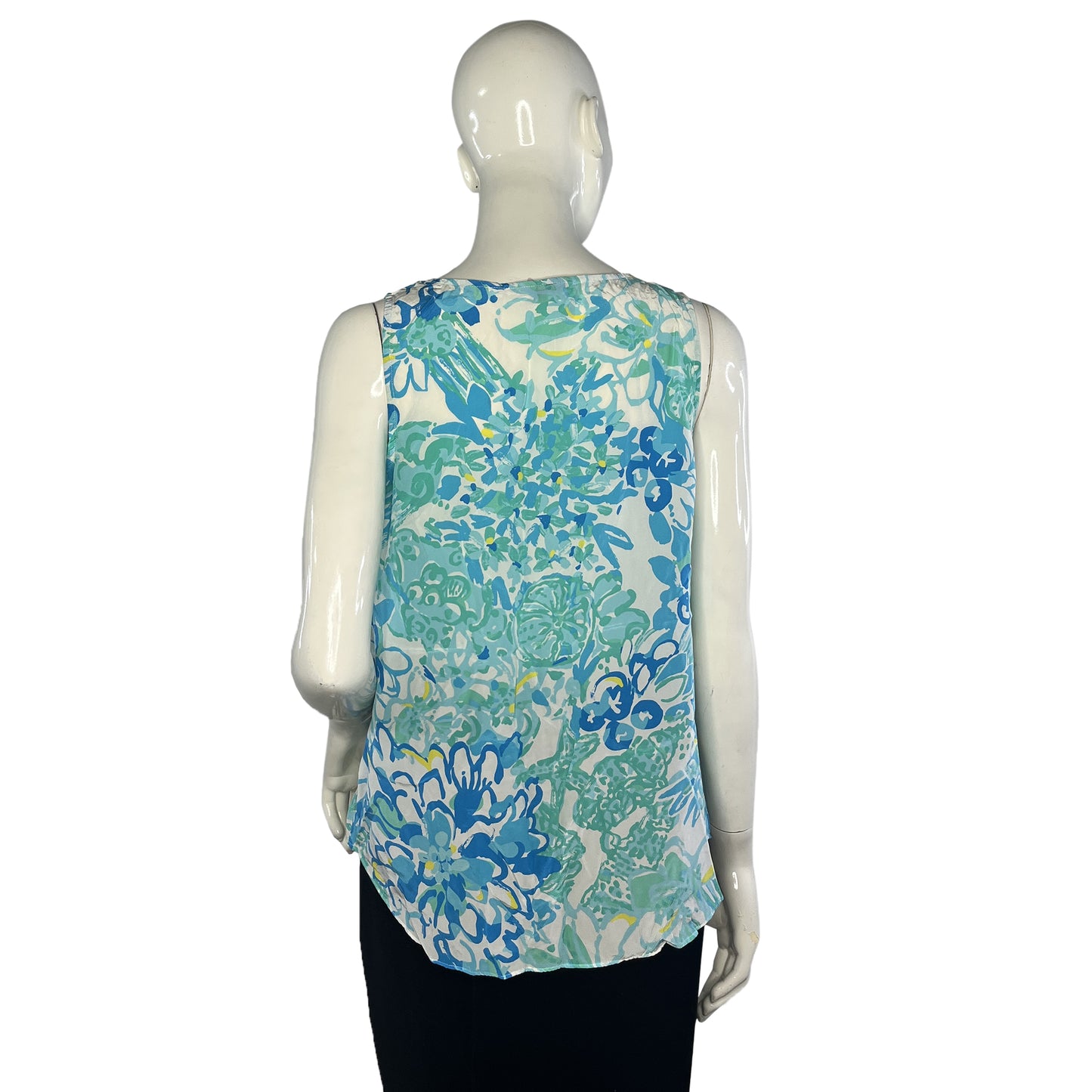 Lily Pulitzer Top Sleeveless Sheer Floral Blue, Green, Yellow Size S SKU 000413