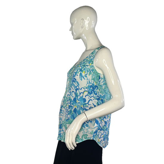 Lily Pulitzer Top Sleeveless Sheer Floral Blue, Green, Yellow Size S SKU 000413