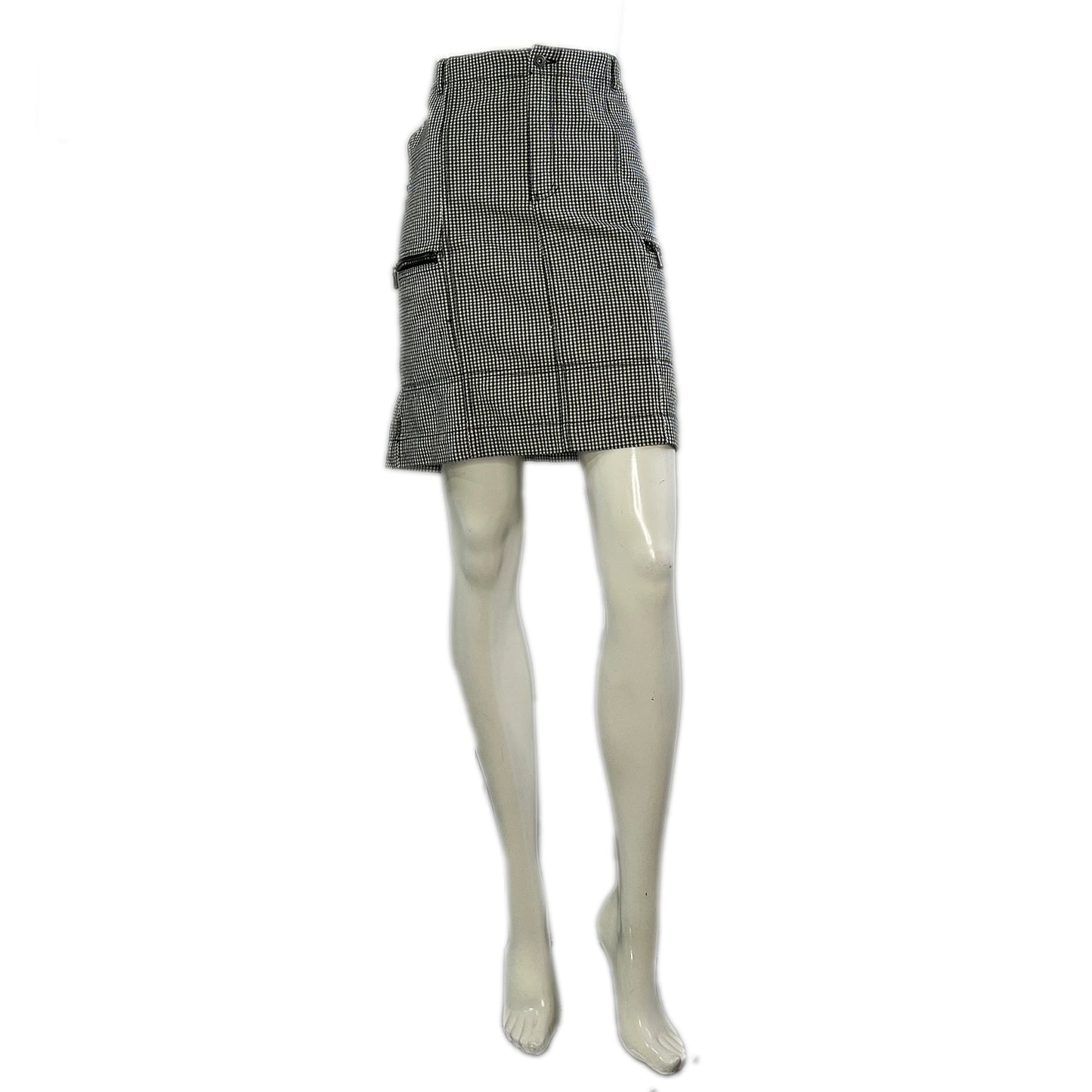 Liz Claiborne Skirt Above-Knee Button _ Zipper Details Black, White Size 14 SKU 000268-7