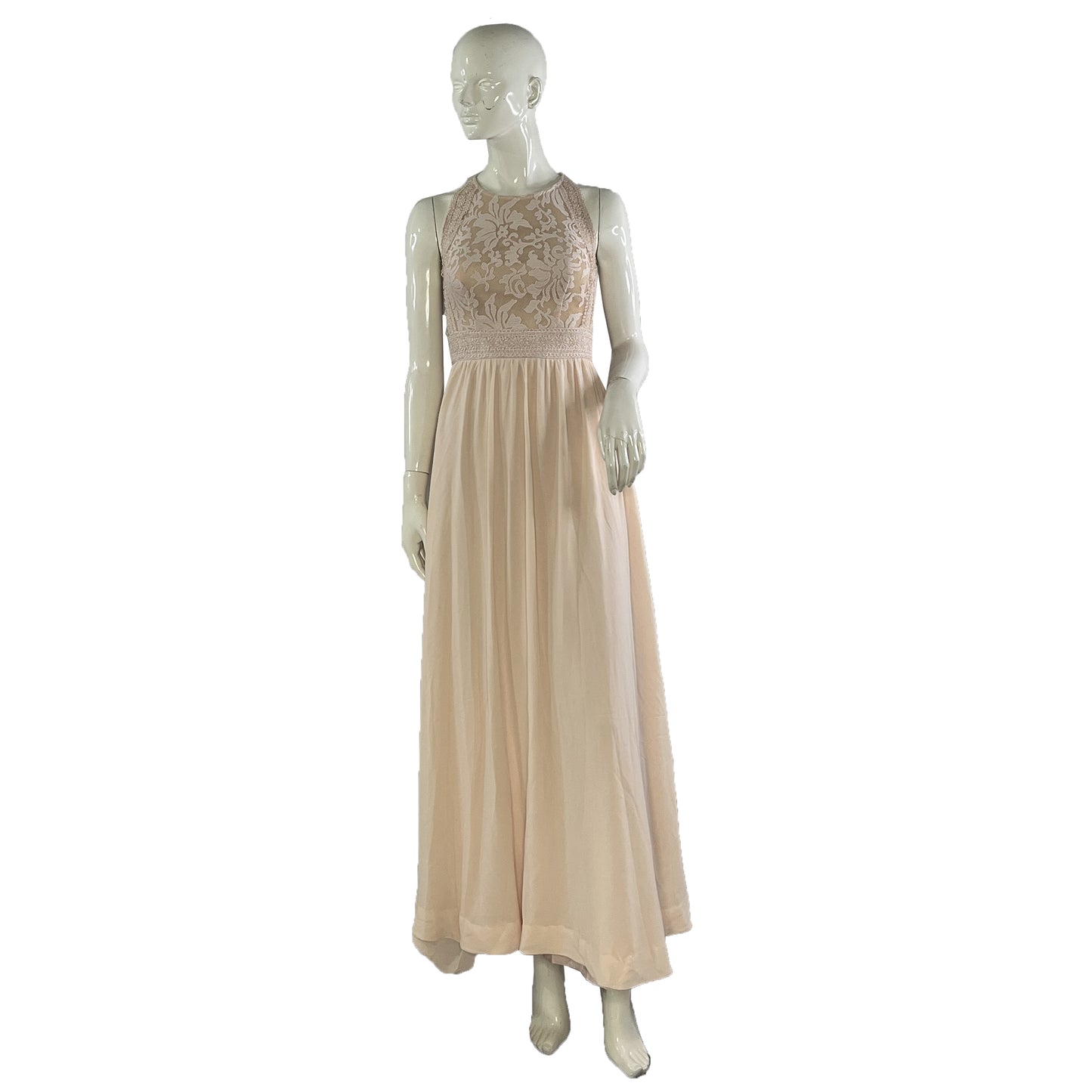 Lulus Gown Sleeveless High-Neck Lace Light Pink Size XS SKU 000407-5