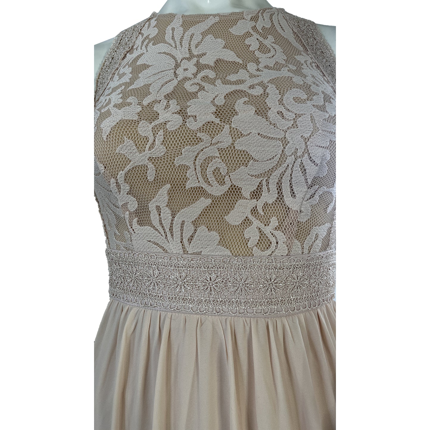 Lulus Gown Sleeveless High-Neck Lace Light Pink Size XS SKU 000407-5