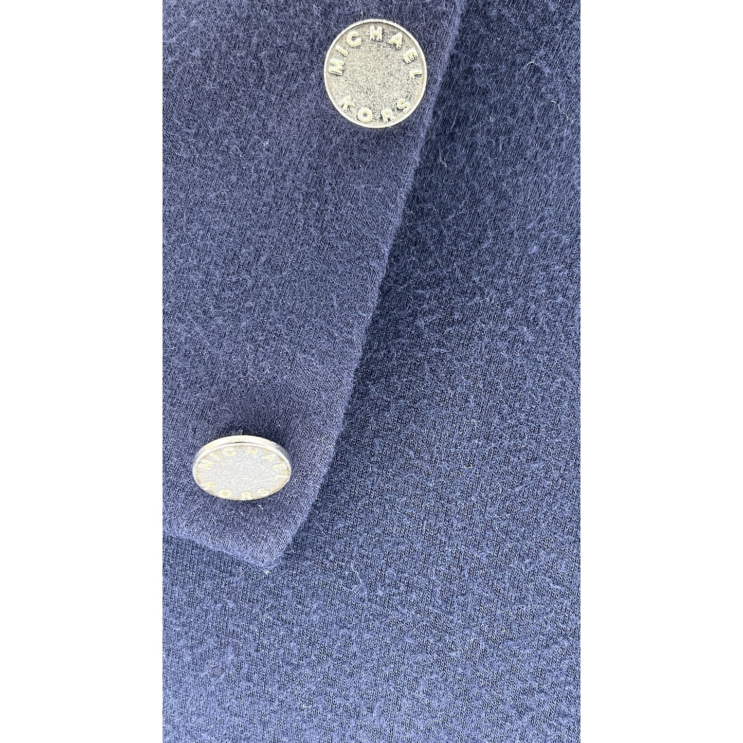 Michael Kors Top Short Sleeve Turtle Neck w Button Detail Navy, Silver Size L SKU 000418