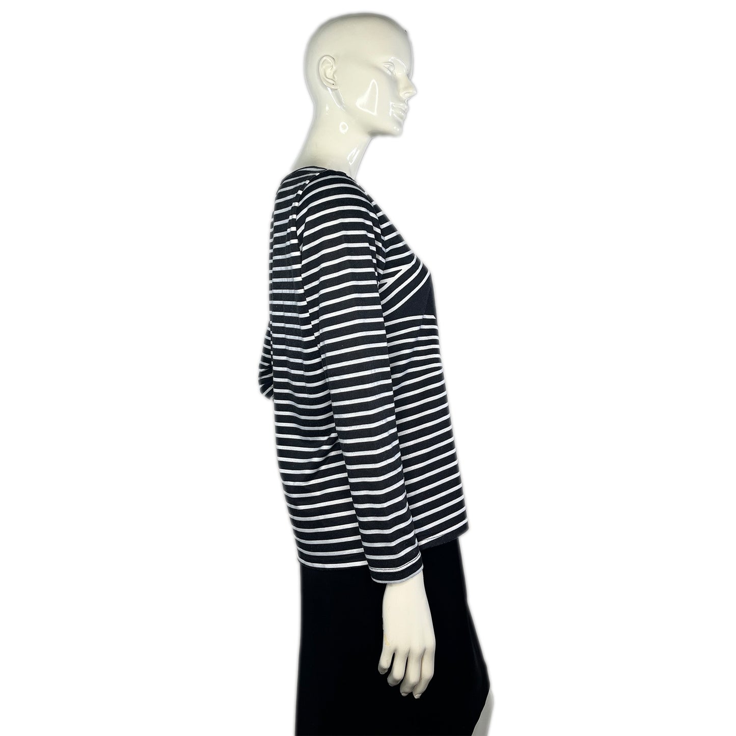 Mislook Top Long Sleeves Stripe Black Cat Black, White Size M SKU 000374-3