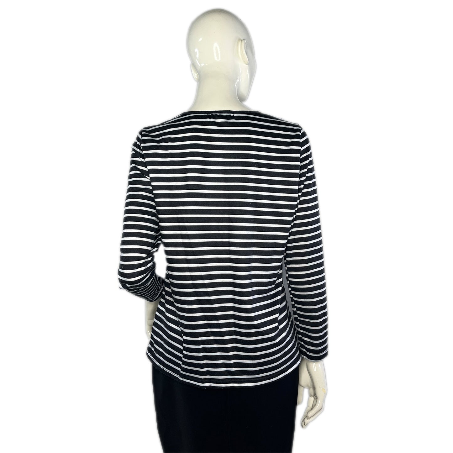 Mislook Top Long Sleeves Stripe Black Cat Black, White Size M SKU 000374-3