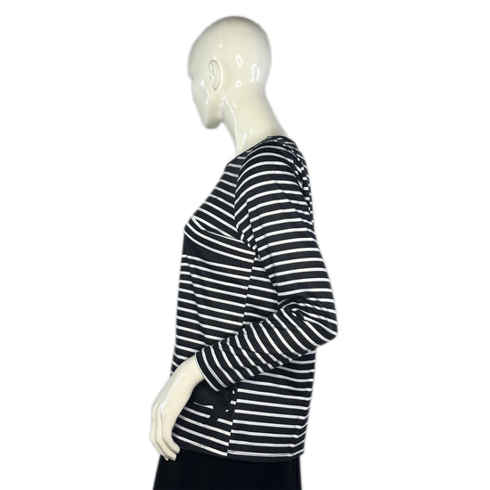 Mislook Top Long Sleeves Stripe Black Cat Black, White Size M SKU 000374-3