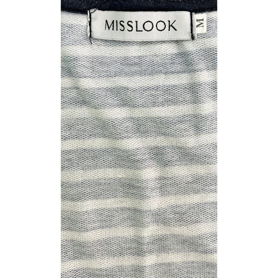 Mislook Top Long Sleeves Stripe Black Cat Black, White Size M SKU 000374-3