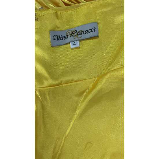 Nina Canacci Gown Halter Leg-Slit Embellished Yellow Size 4 SKU 000407-3