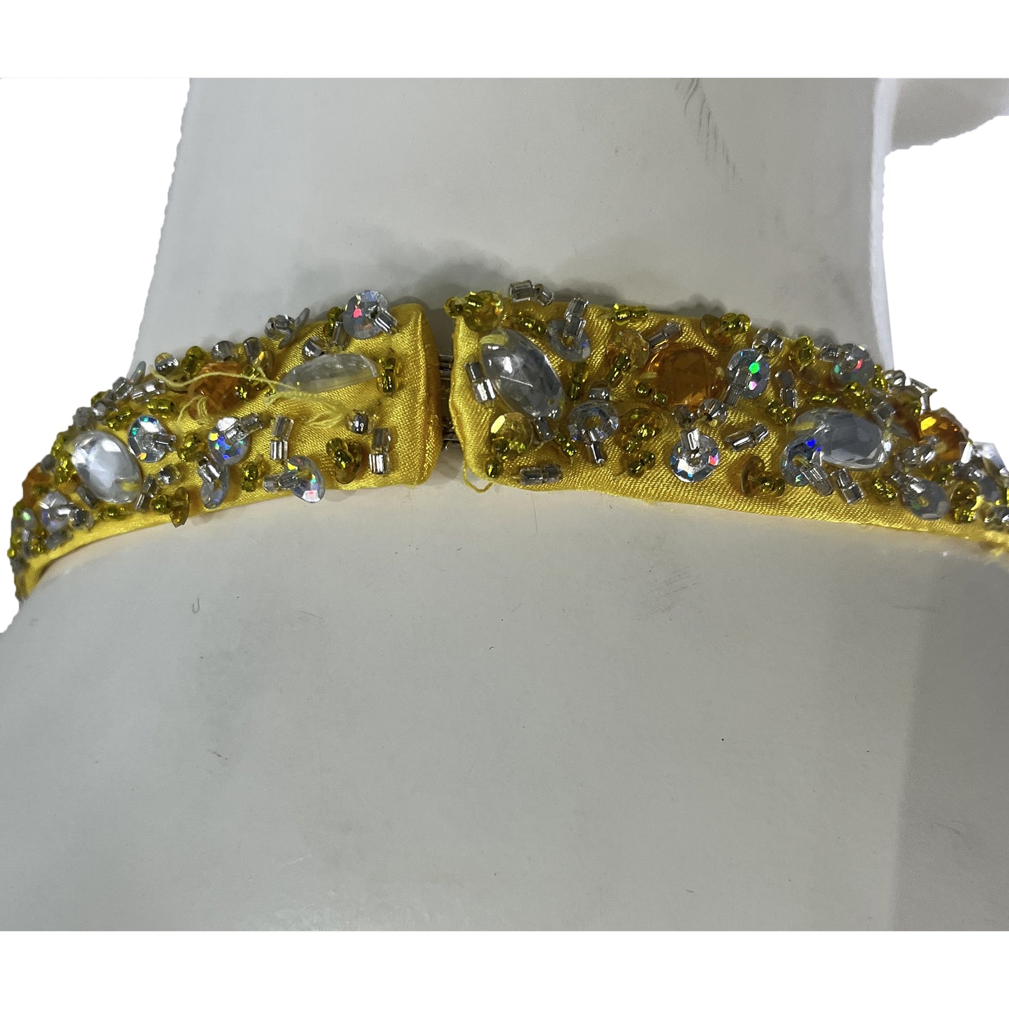 Nina Canacci Gown Halter Leg-Slit Embellished Yellow Size 4 SKU 000407-3