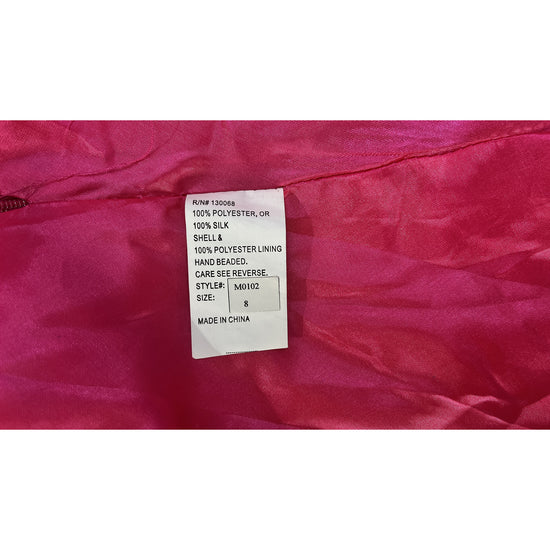 Nina Canacci Gown One-Shoulder Leg-Slit Hot Pink Embellished Size 8 SKU 000379-2