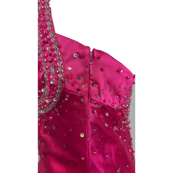 Nina Canacci Gown Racer-Back Embellished Hot Pink Size 6 SKU 000350-2