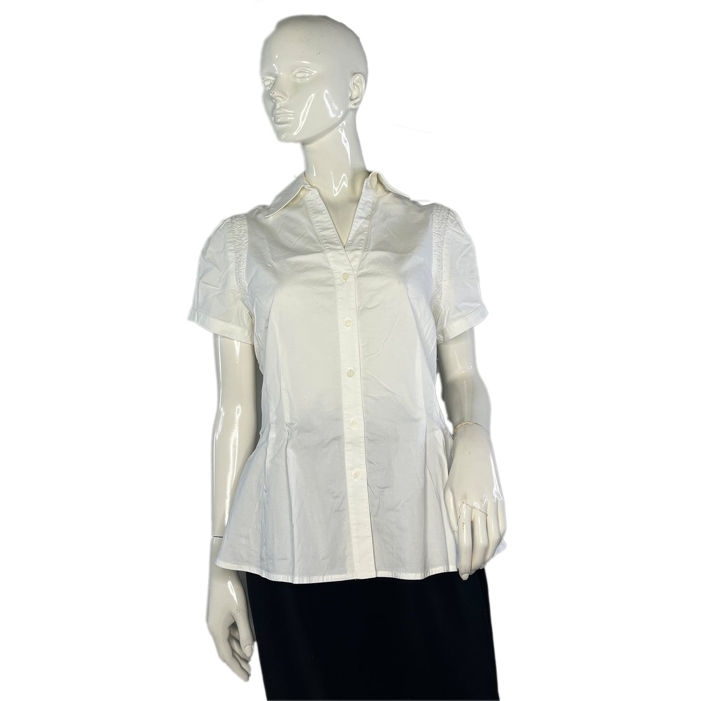 Nine West Top Short Sleeves Collared Button Down White Size 14 SKU 000300-20